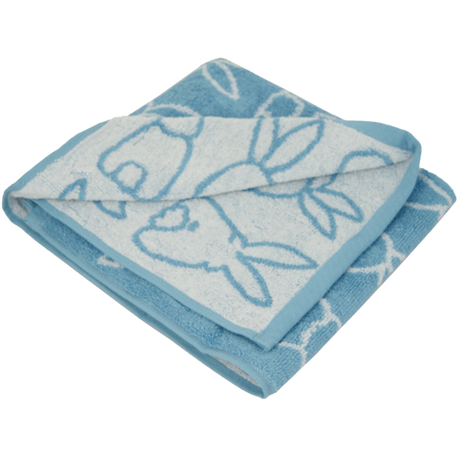 Bunnies Hand Towel Blue - Blue Image 2