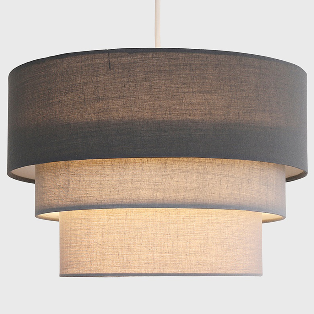 ValueLights Aztec 3 Tier Charcoal Fabric Ceiling Light Shade Image 3