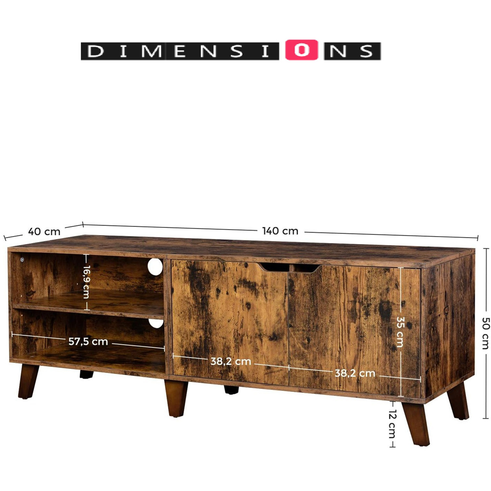 Modcraft 2 Door 2 Shelf Rustic Brown Industrial-Style TV Unit Image 7