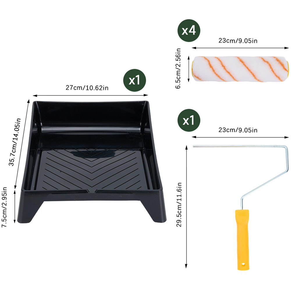 Living and Home 6 Piece 9 inch Paint Roller Set with Paint Tray Image 9