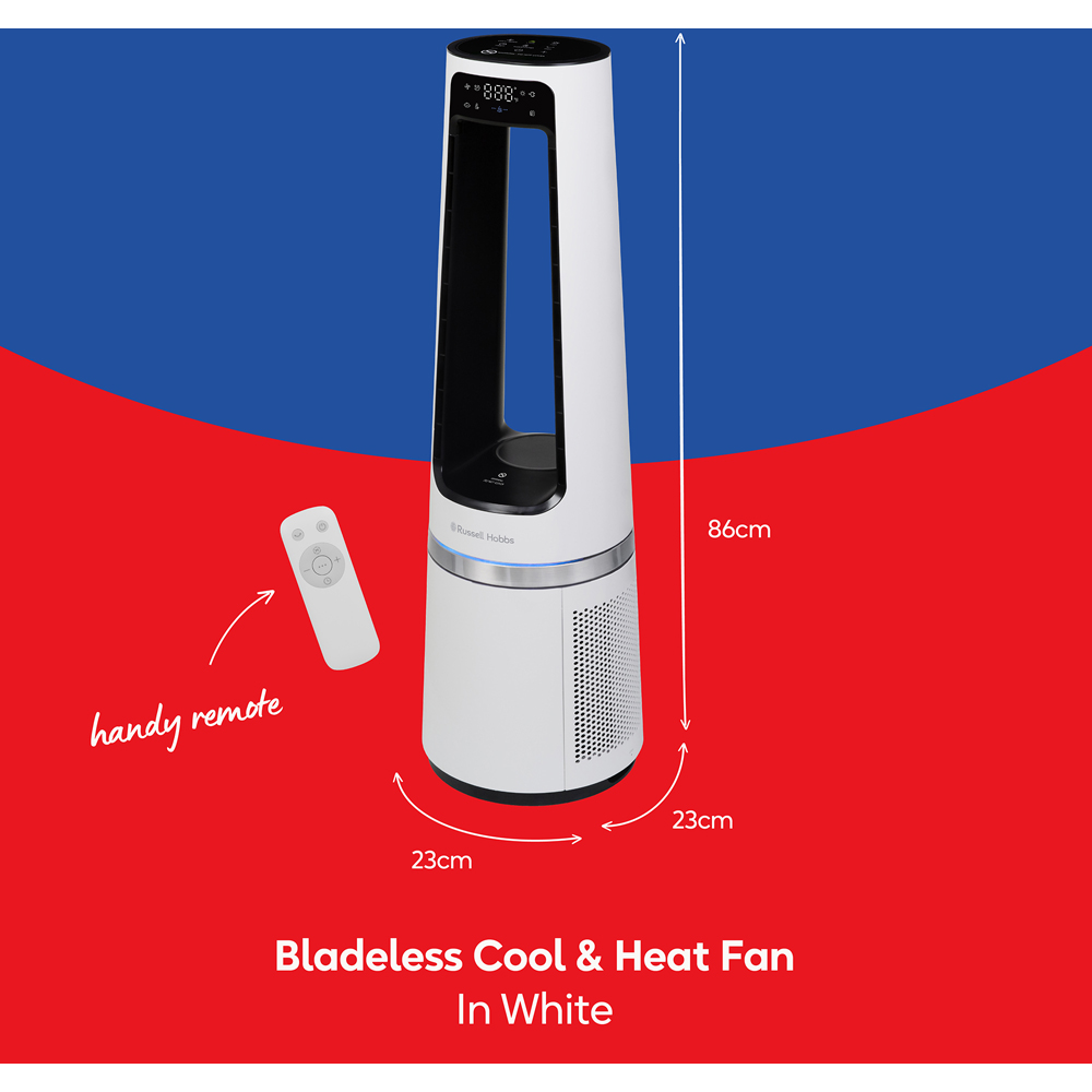 Russell Hobbs White Bladeless Cool and Heat Fan with Remote Image 9