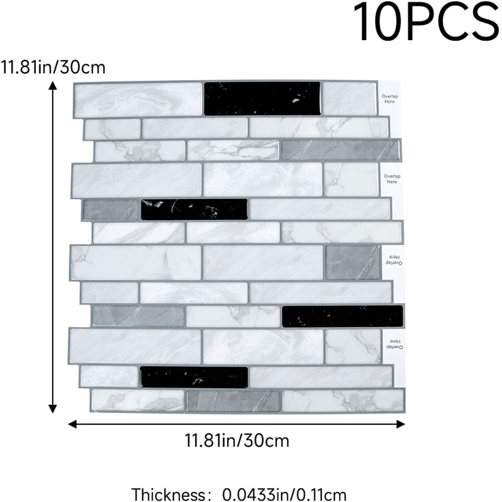 Living and Home Brick Effect White and Black Self Adhesive Wall Sticker 10 Pack Image 8