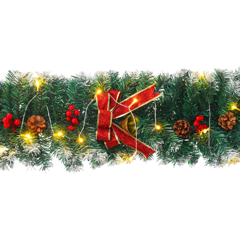 Living and Home Spruced Christmas Garland with Bowknots 270cm Image 5