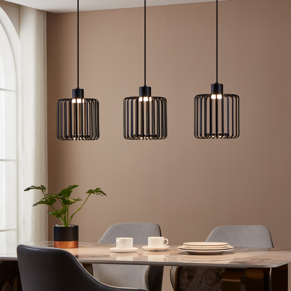 EGLO Ginestrone-Z 3 Lamp Black Steel RGB LED Pendant Light Image 2