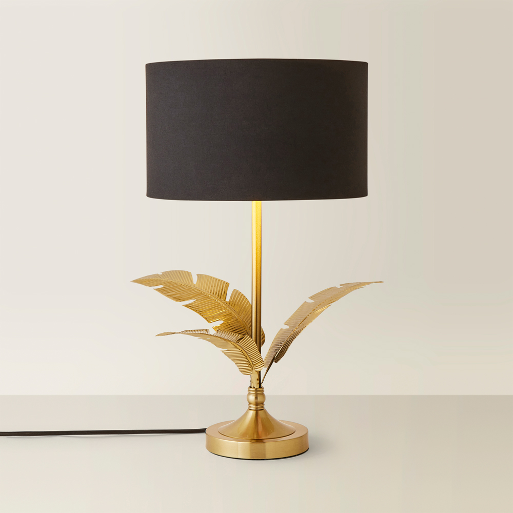 ValueLights Christina Black and Gold Palm Leaf Table Lamp and Bulb Image 5