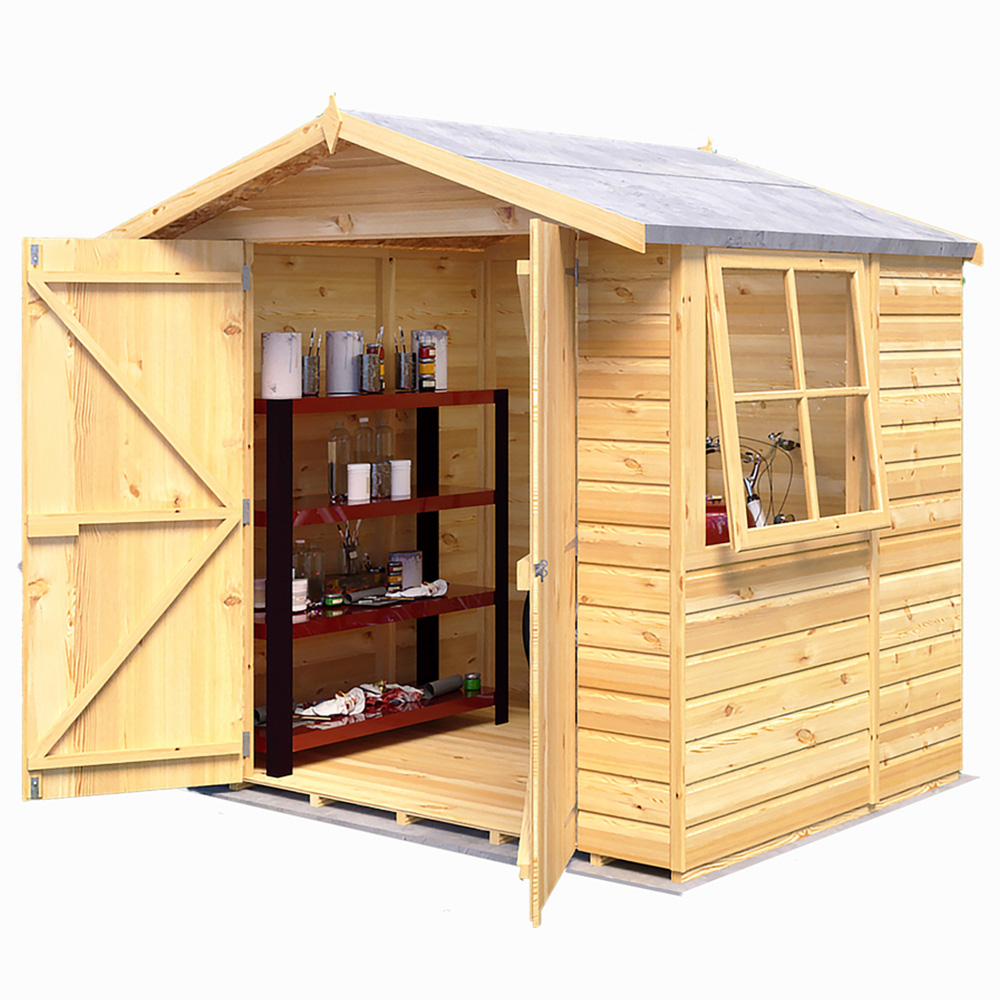 Shire GB Alderney 7 x 5ft Shiplap Double Door Garden Shed Image 3