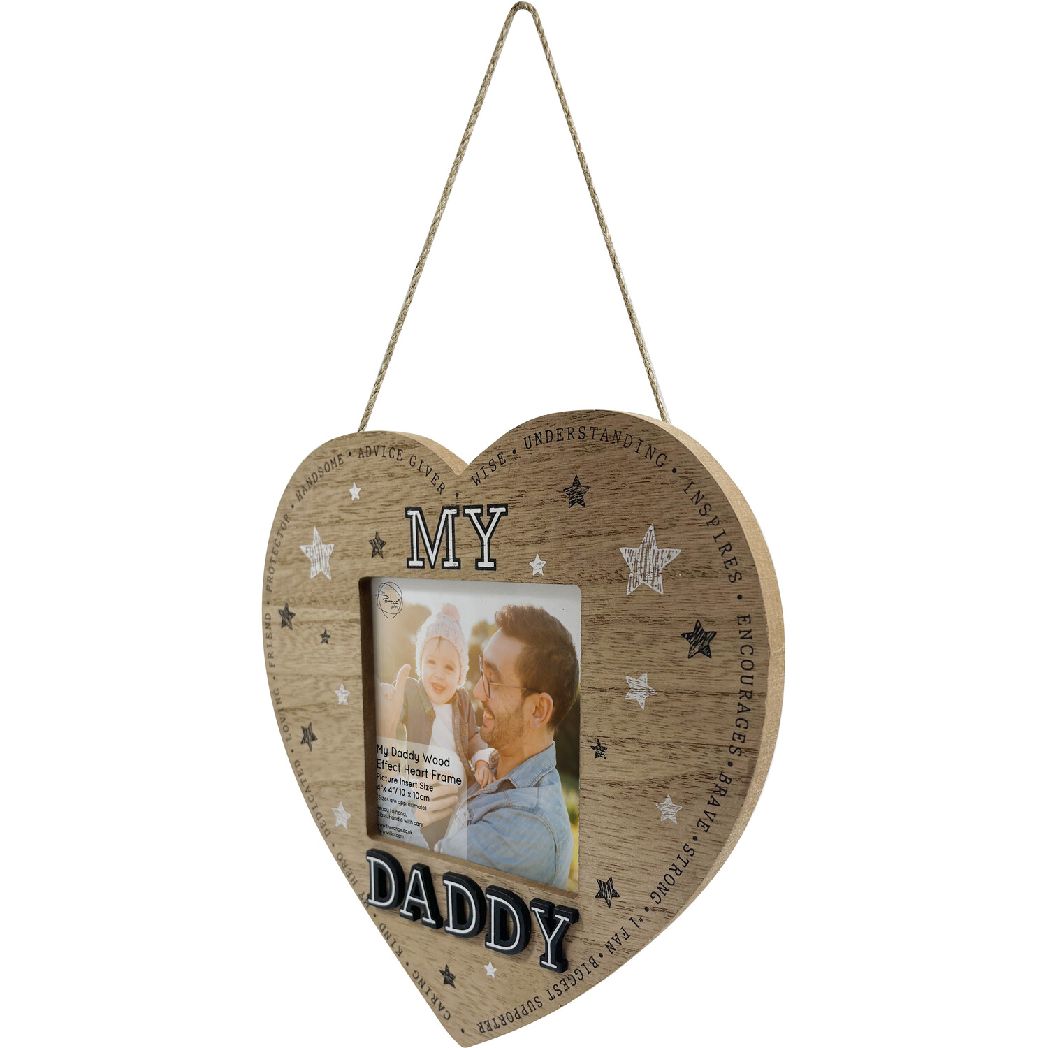 My Daddy Wood Effect Heart Frame - Natural Image 3