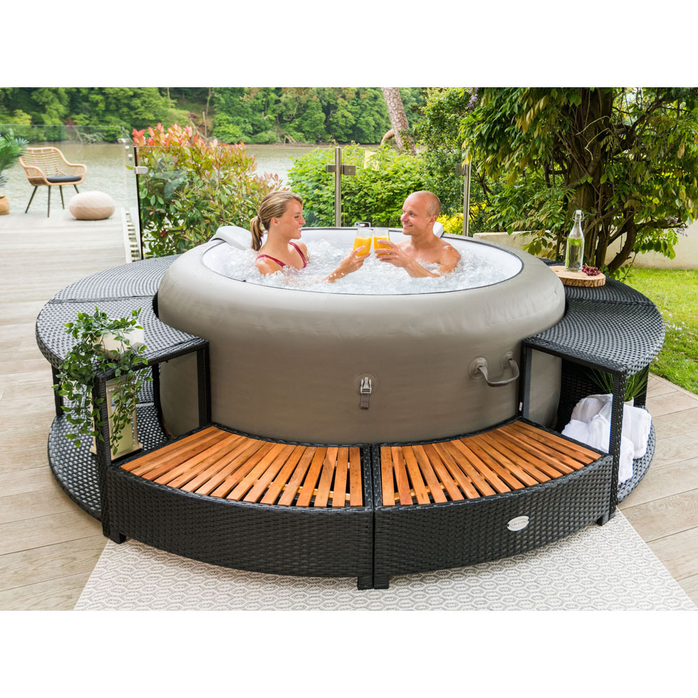 Lay-Z-Spa 2 Door 2 Shelf Black Round Rattan Spa Surround 180cm Image 2