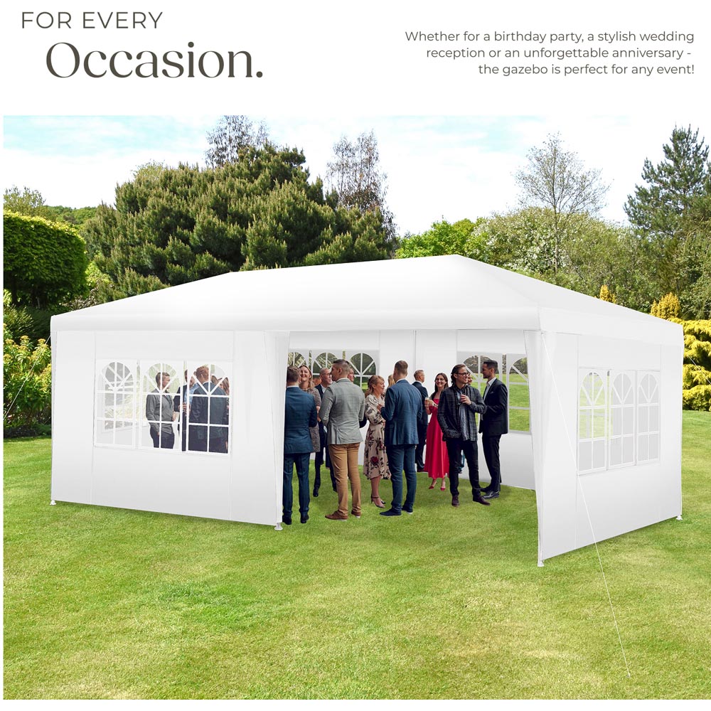 tectake Novara 6 x 3m White Gazebo with 5 Side Panels Image 7