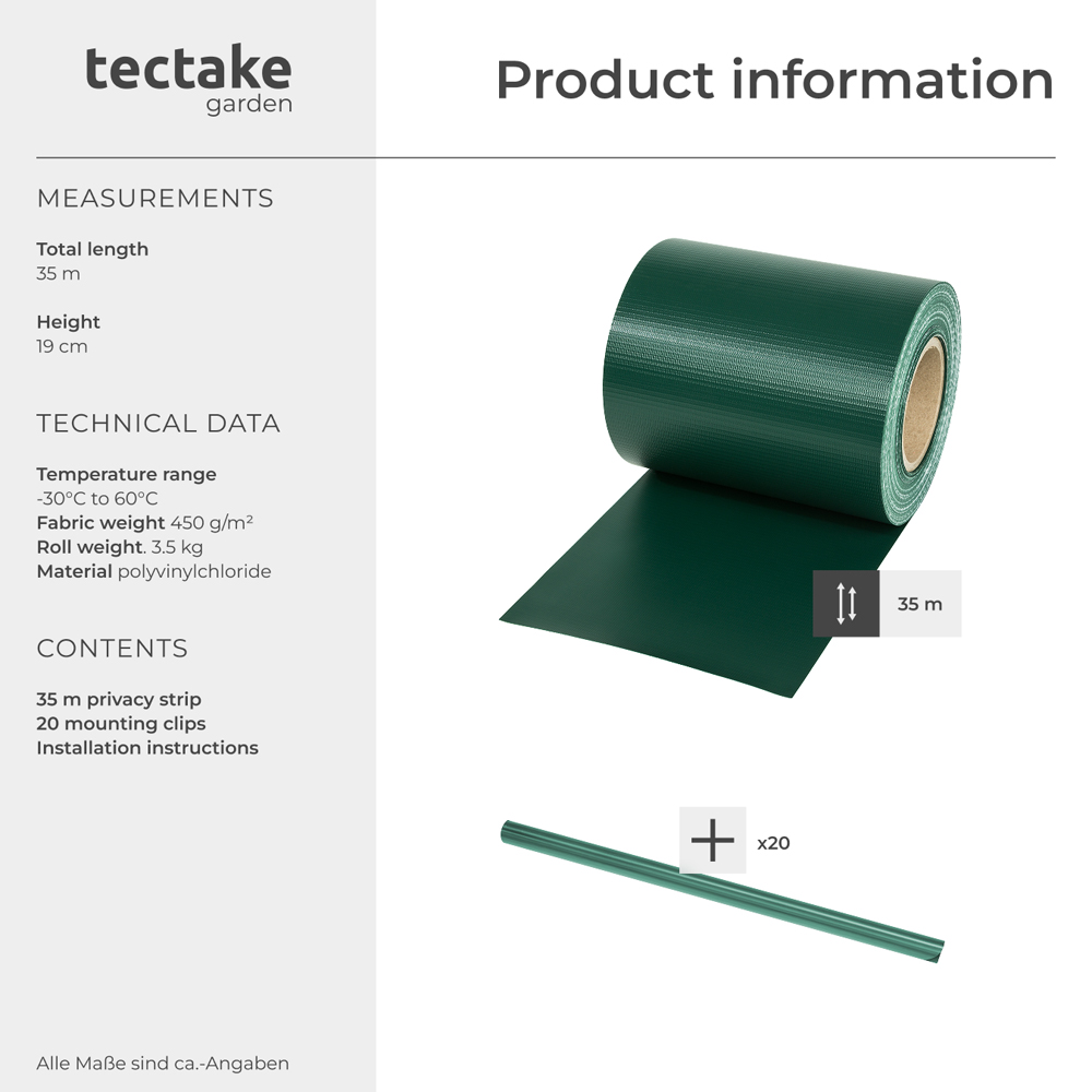 tectake Green Privacy Film Double-Sided Print 3500cm Image 8