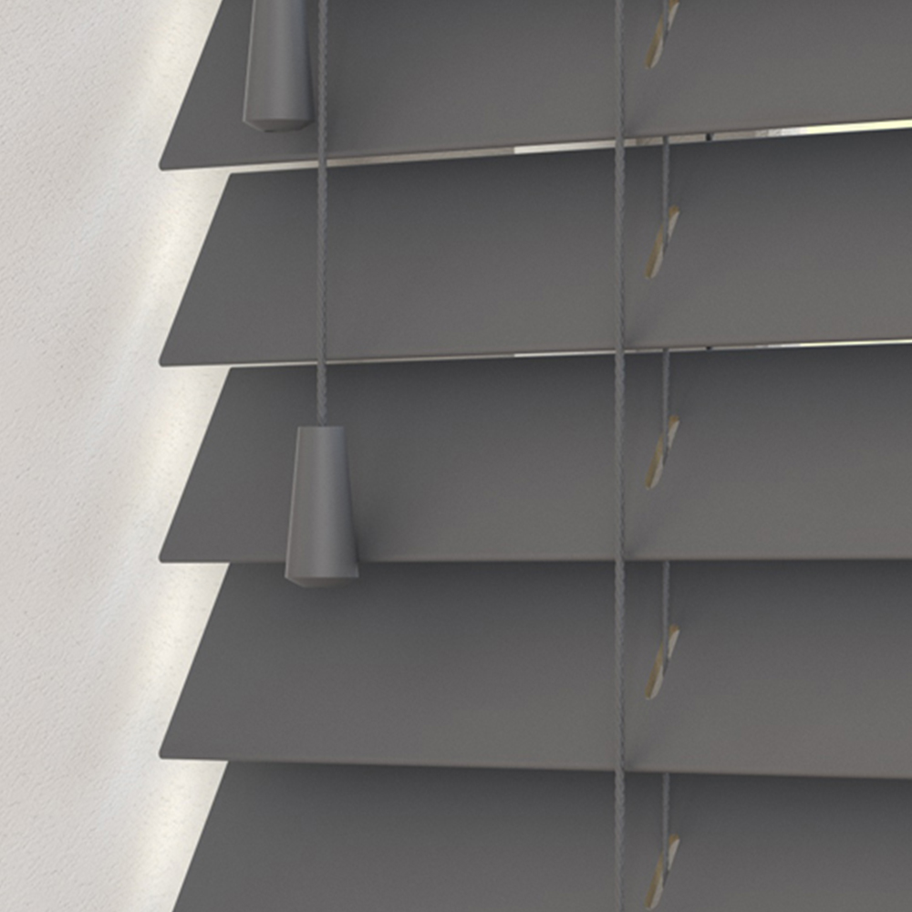 Caecus Real Wood String Venetian Blind Dark Grey 105 x 200cm Image 2