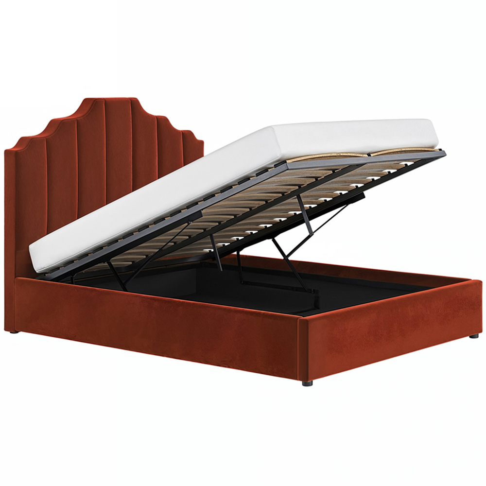 Flair Margot Double Orange Velvet Ottoman Bed Image 3