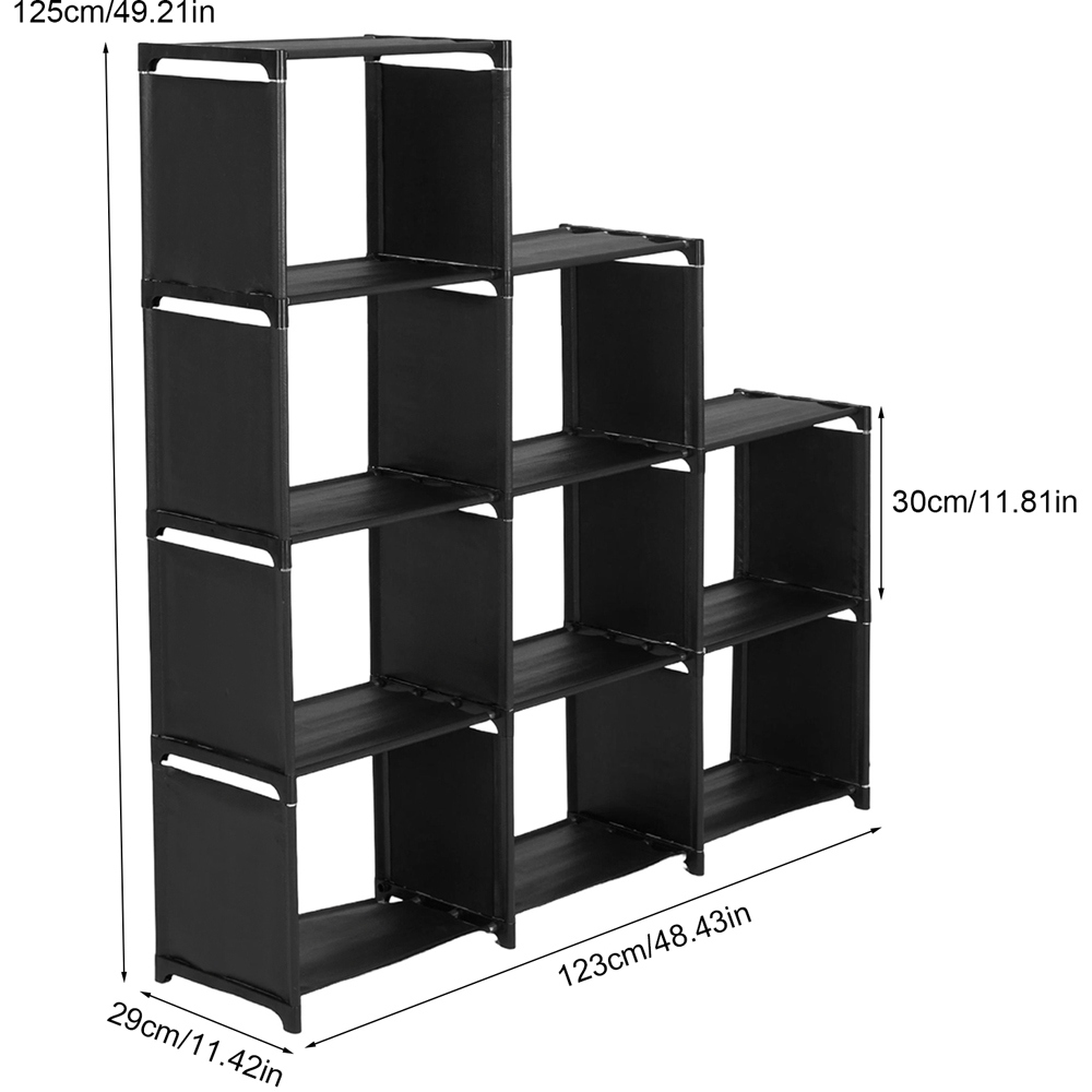 Living and Home 4-Tier Grey Triple Row Storage Shelf with Metal Frame Image 8