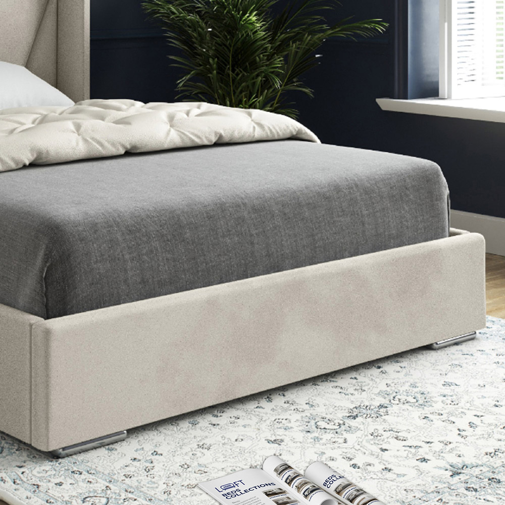 Bellini Silver Small Single Velvet Upholstered Bed Frame with Wide Curved Winged Headboard Image 4