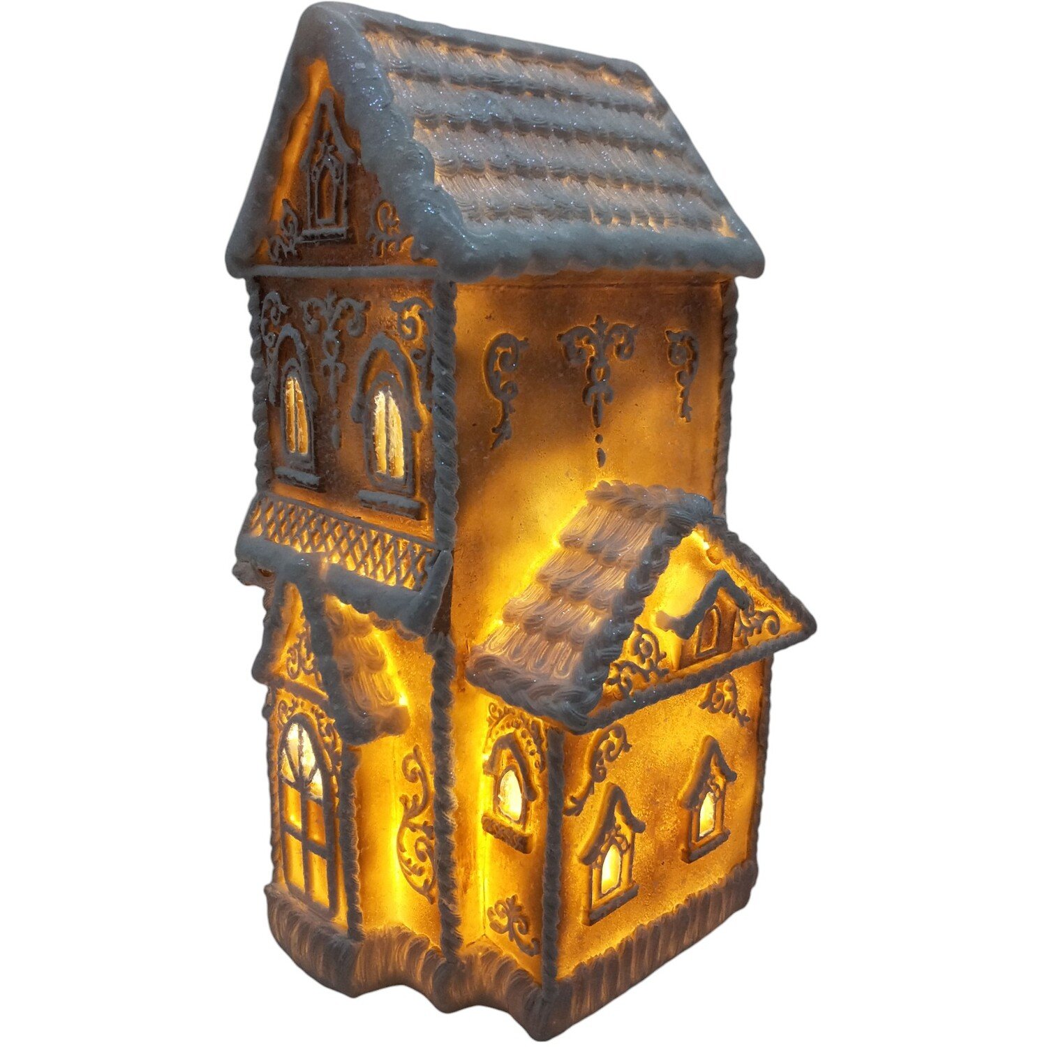 Gingerbread LED House DecorationBrown and White Image 5