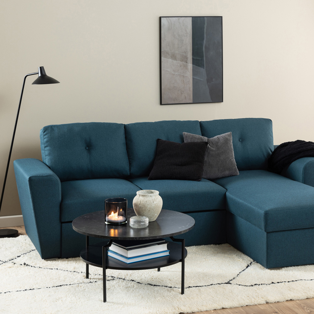 Florence Goldington Single Shelf Black Marble Melamine Round Coffee Table Image 9
