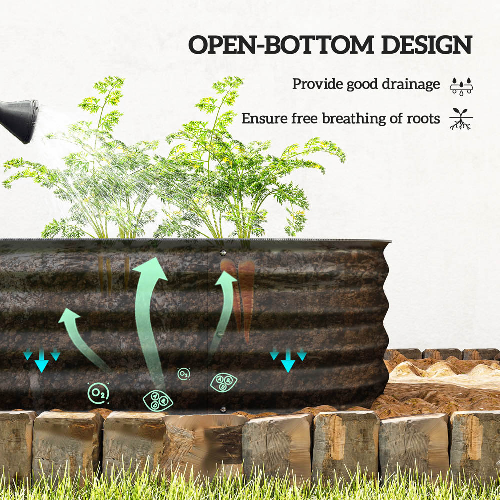 Outsunny Black Galvanised Raised Garden Bed with Safety Edging 30 x 150 x 62cm Image 5