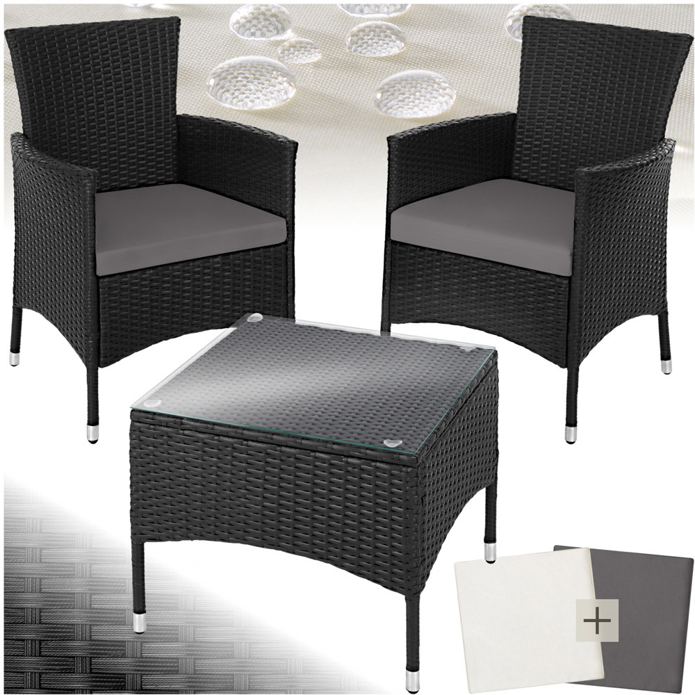 tectake Lucerne 2 Seater Black Garden Bistro Set Image 2