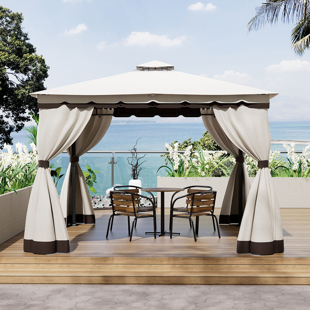 Living and Home 10 x 10ft Tiered Roof Metal Frame Gazebo with Waterproof Canopy Image 8