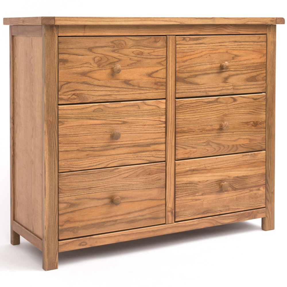 Cabinet Bits Trivento 6 Drawer Brown Wood Knob Chest of Drawers Image 2