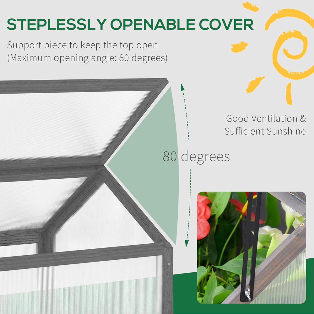 Outsunny Grey Wooden Polycarbonate Cold Frame Image 5