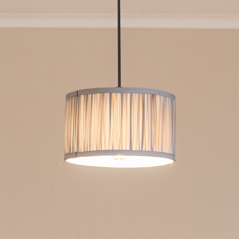 ValueLights Jess Powder Blue Ruched Pleated Small Drum Lamp Shade Image 2