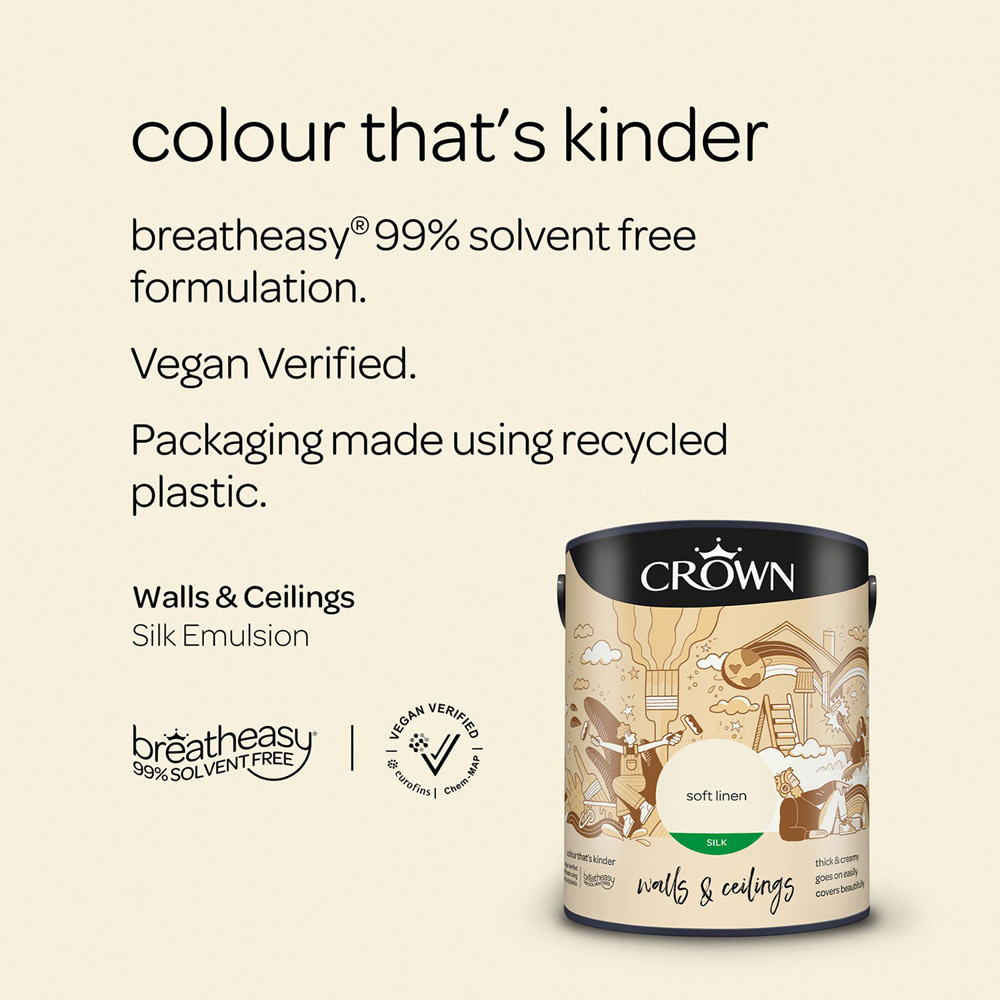 Crown Silk Emulsion Paint 5L - Soft Linen Image 8
