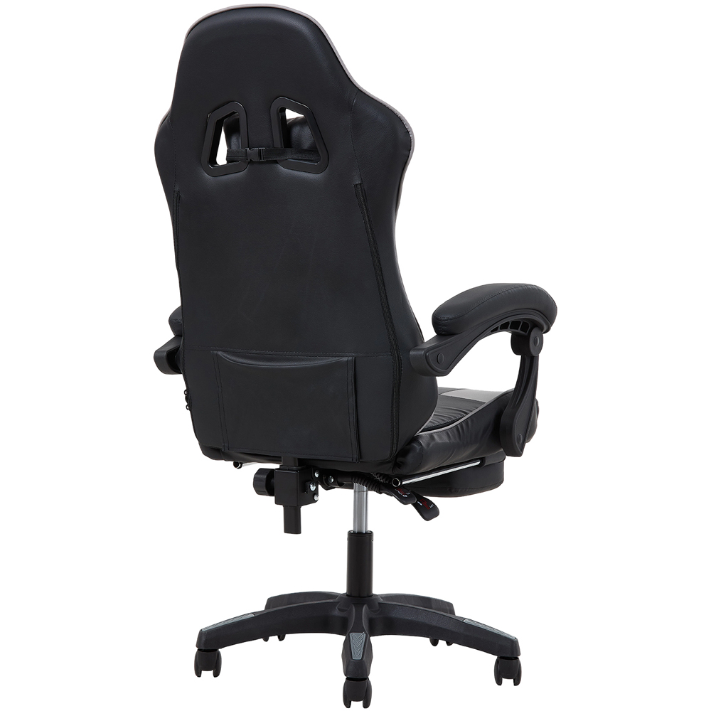 Living and Home Grey and Black Gaming Chair with Footrest Image 4