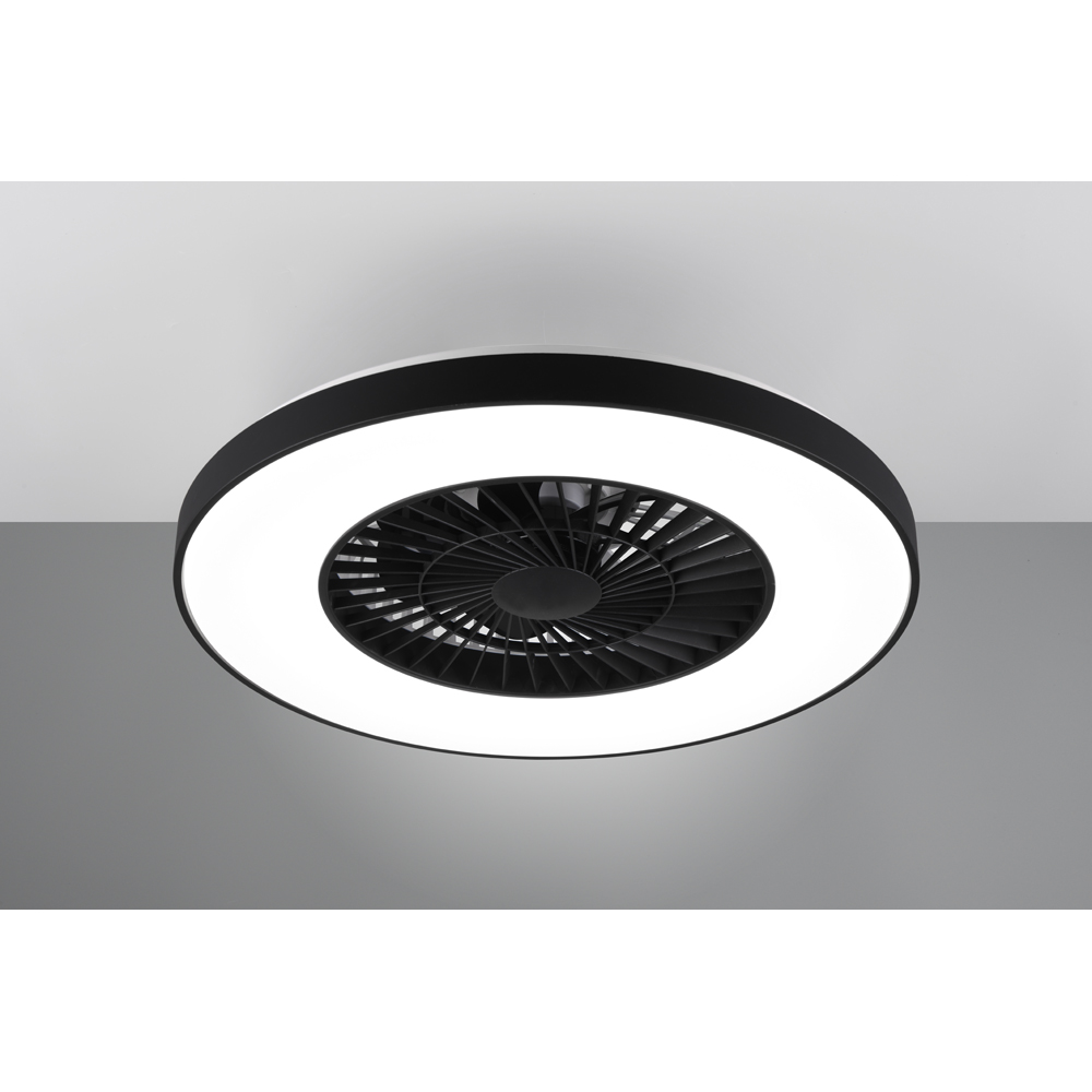TRIO Halmstad Matt Black and White LED Ceiling Fan Light Image 3