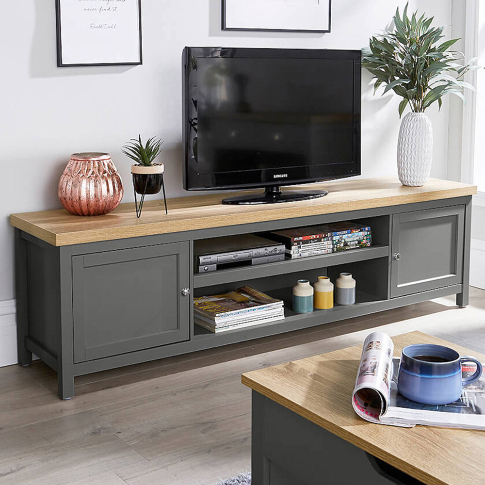 Home Source Avon 2 Door Large Graphite Grey TV Unit Image 1