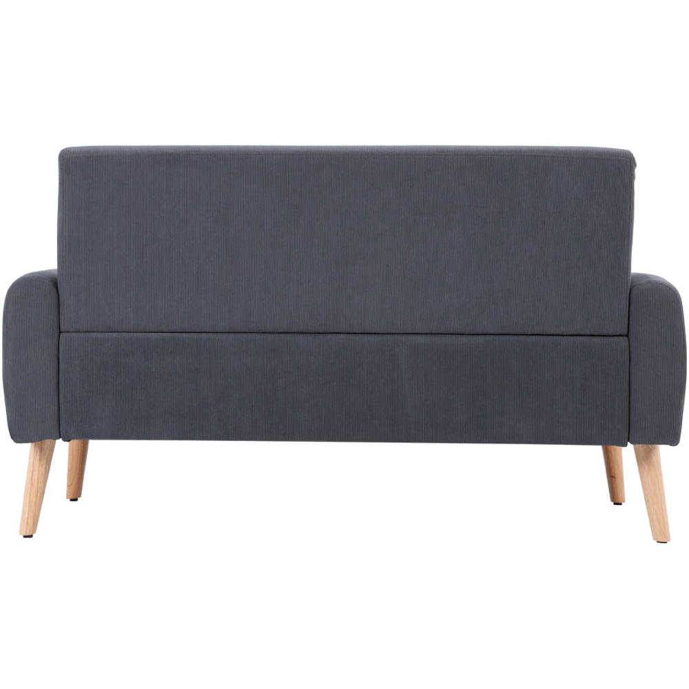 Living and Home 2 Seater Grey Corduroy Loveseat Sofa Image 3