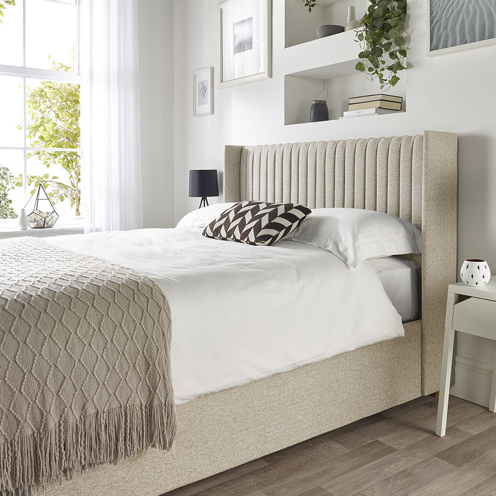 Catherine Lansfield Soho King Size Natural Twill Ottoman Wing Bed Image 5