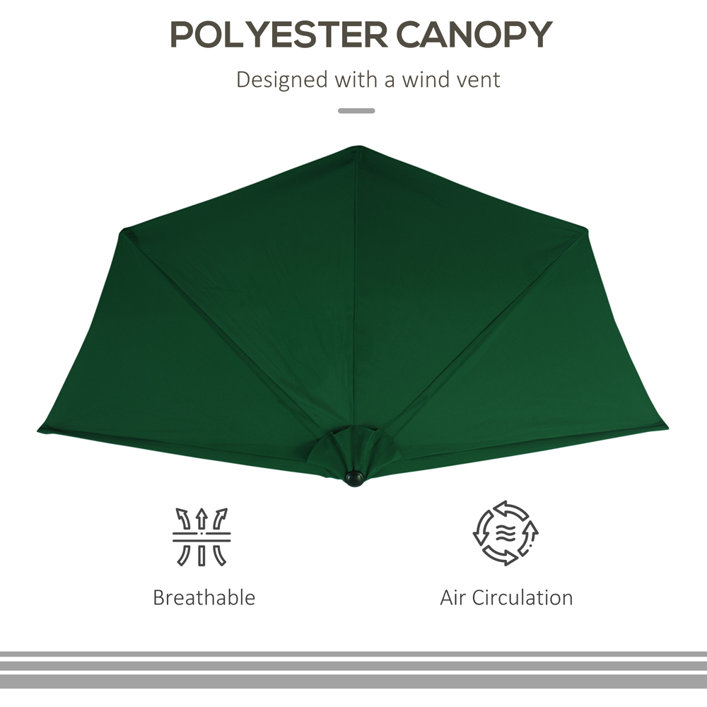 Outsunny Green Crank Handle Half Round Parasol 3m Image 5