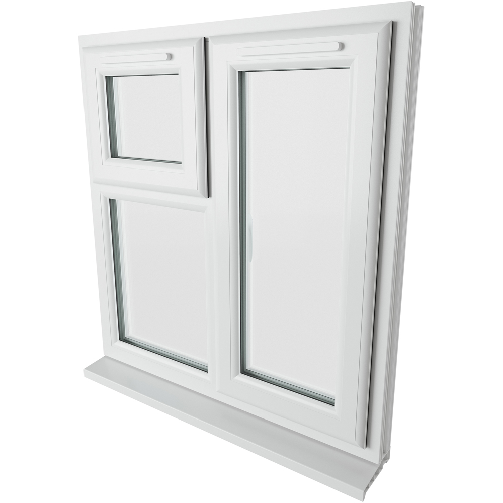 Crystal uPVC Double Glazed Window RH Side Hung and Top Opener White Clear Glass 905x965mm Image 9