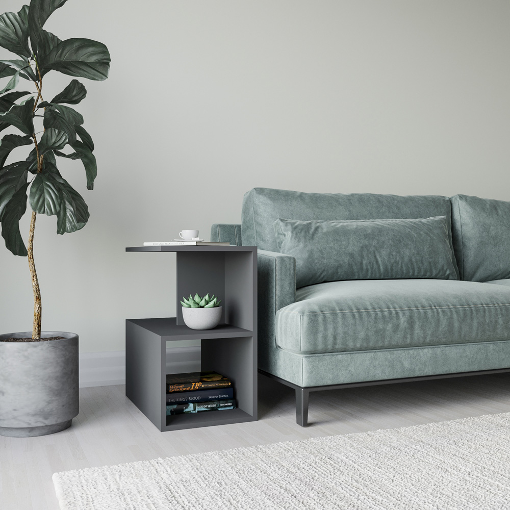 Decorotika Lermon 2 Shelf Anthracite Side Table Image 3