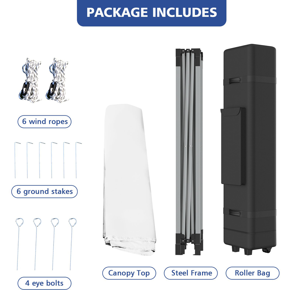 Costway 3 x 6m White Height Adjustable Pop Up Gazebo with Storage Bag Image 6