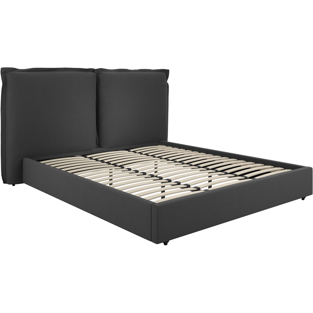 LPD Home Sunday Deep Grey Super King Size Linen Blend Fabric Bed with Pillow-Style Headboard Image 2