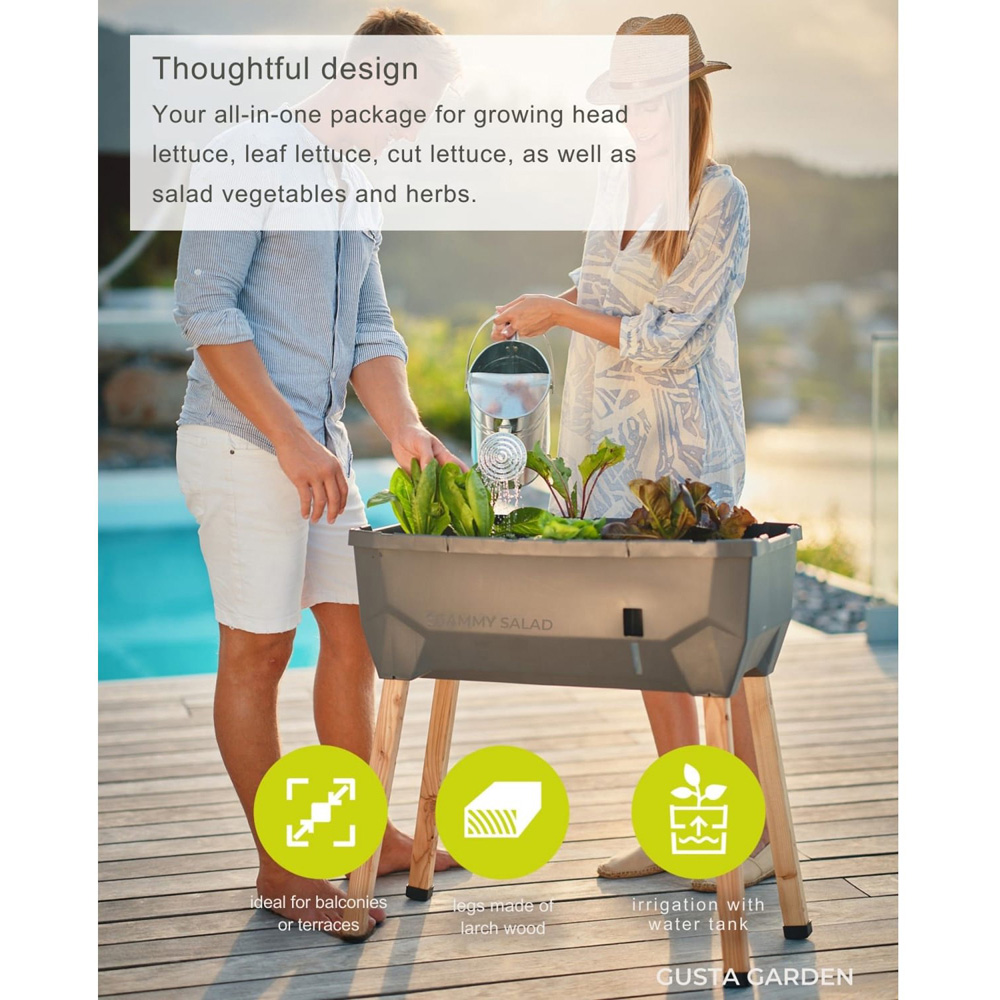 Gusta Garden Sammy Salad Anthracite Raised Bed with Water Tank Image 3