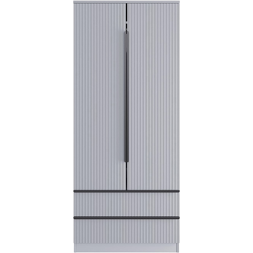 FWStyle Lania 2 Door 2 Drawer Dark Grey Scalloped Ripple Effect Combination Wardrobe Image 4