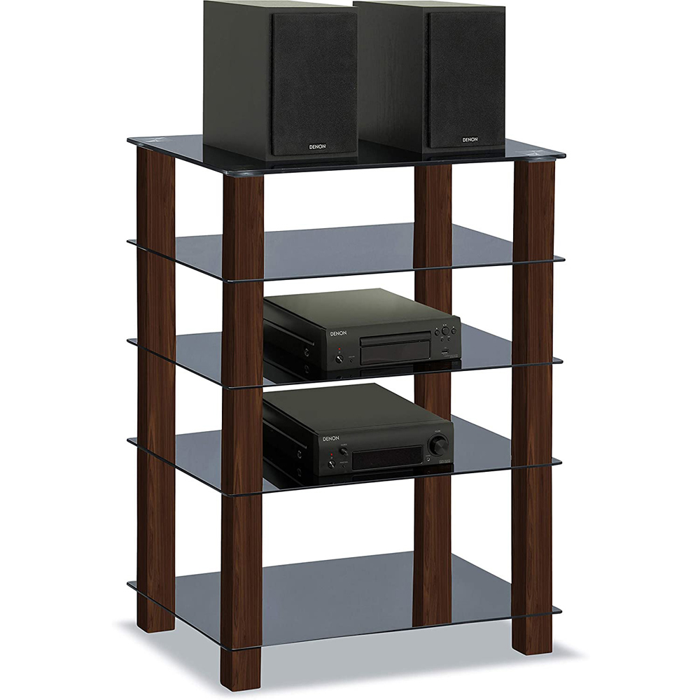 Centurion Supports Trinity Gloss Black and Walnut 5 Shelf TV Unit Image 2