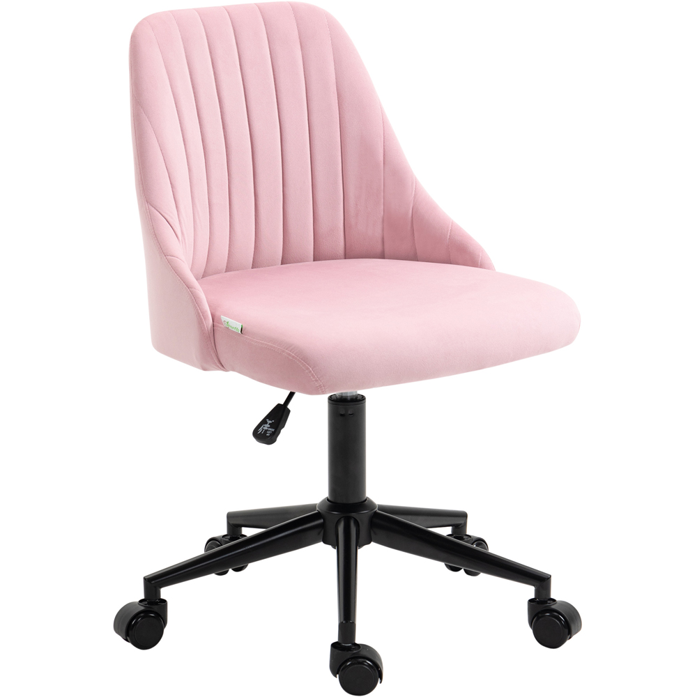 Portland Pink Velvet Office Chair with Adjustable Height and Wheels Image 2