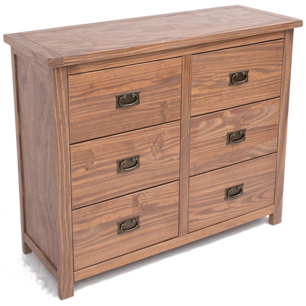 Cabinet Bits Padua 6 Drawer Brown Brass Drop Handle Chest of Drawers Image 4