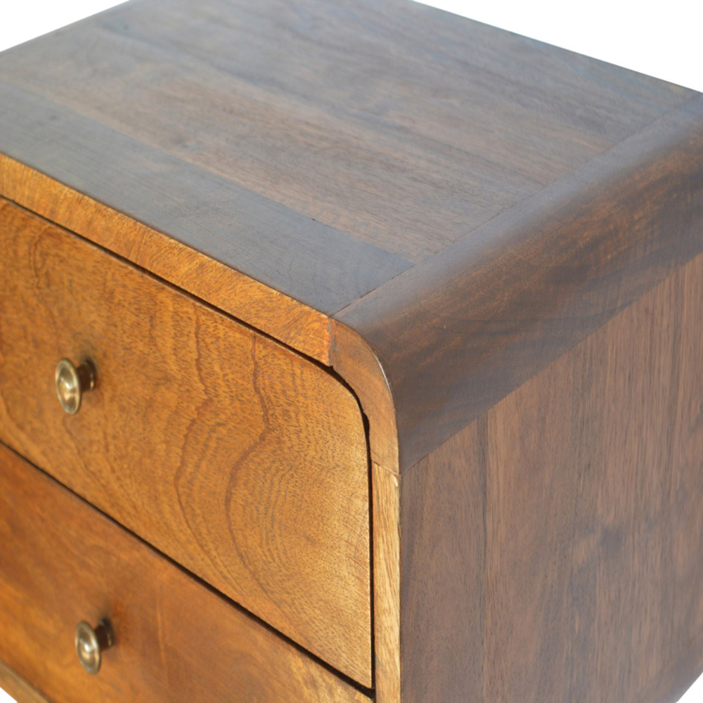 Artisan Furniture Chestnut 2 Drawer Solid Wood Curved Floating Bedside Table Image 6