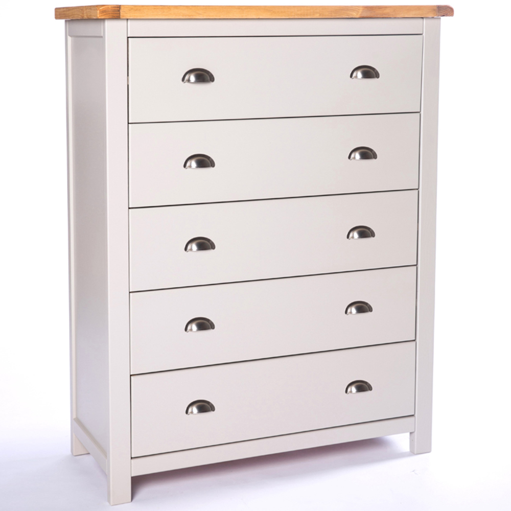 Cabinet Bits Argenta 5 Drawer Grey Chrome Cup Handle Chest of Drawers Image 3