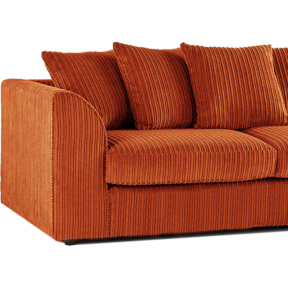 Luxor 5 Seater Orange Jumbo Cord Scatter Back Sofa Suite Image 3