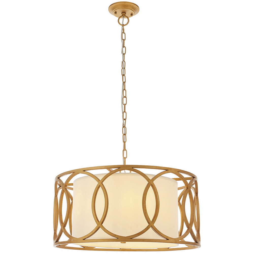 Merano Varese Brushed Gold Paint and White 4 Light Pendant Ceiling Light Image 3