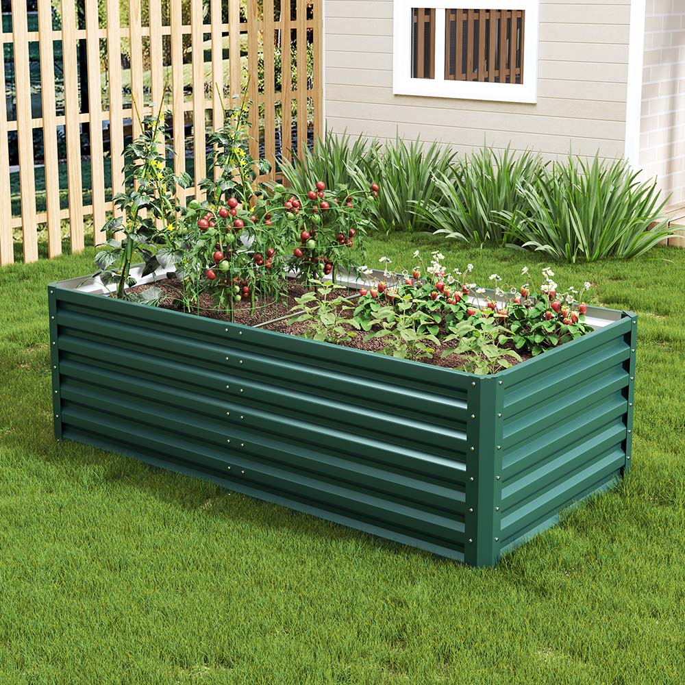 Living and Home Dark Green Rectangular Galvanised Steel Raised Garden Bed 57 x 180 x 90cm Image 5