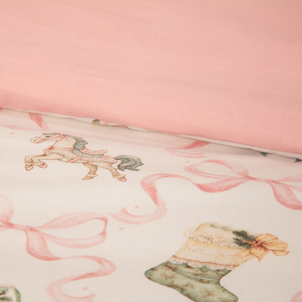 Christmas Charm Duvet Set Pink Superking Image 4