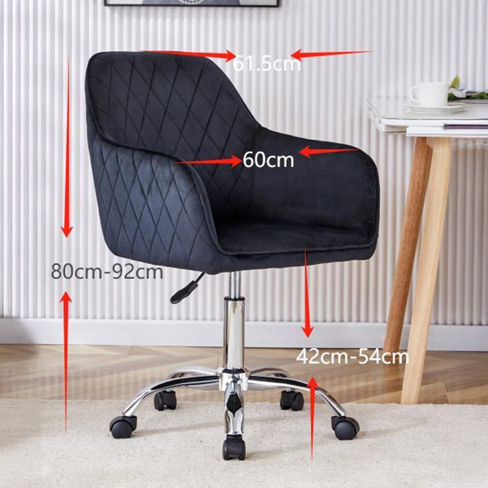 Kosy Koala Grey Wooden L Shaped Office Desk with Black Velvet Upholstered Chair Image 6