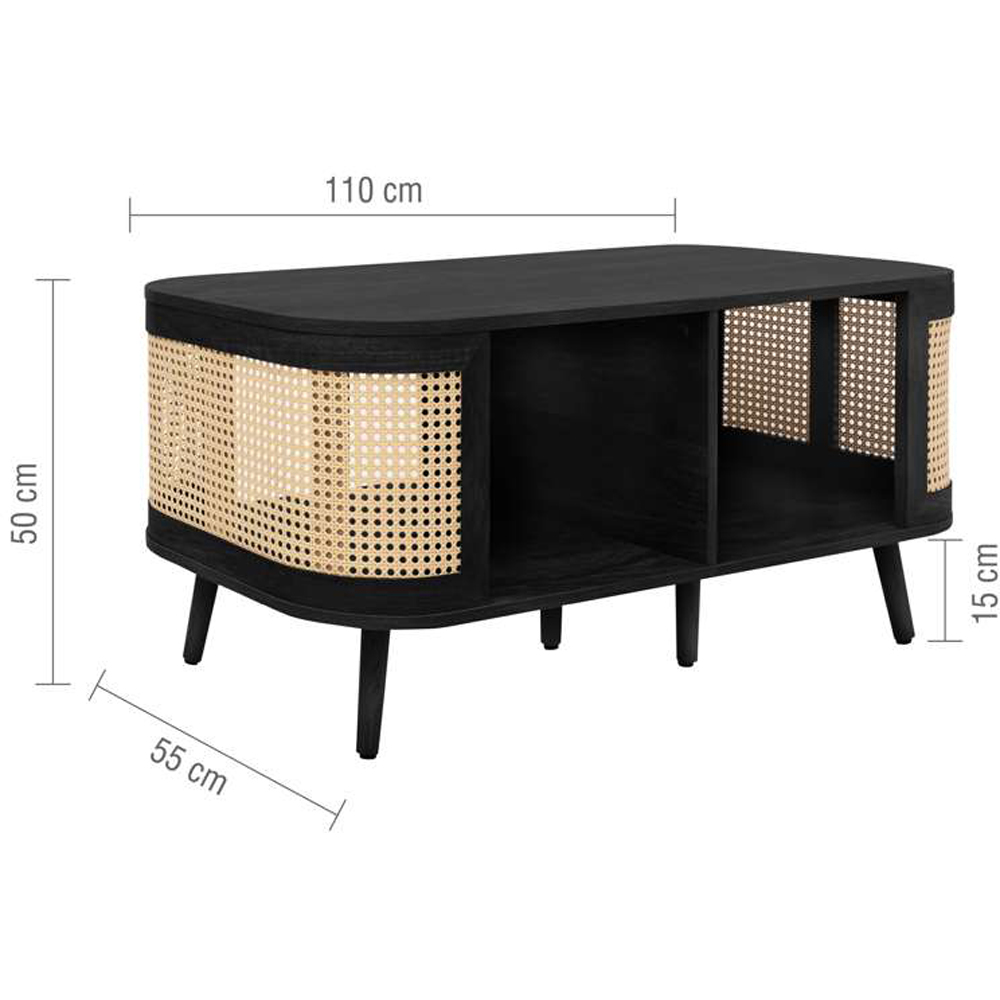Birlea Noah 2 Shelf Black Rattan Coffee Table Image 9